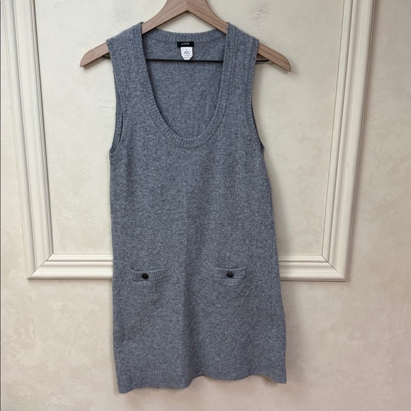 J. Crew Dresses & Skirts - J Crew Sweater Dress Women's Wool Cashmere Blend Sleeveless Grey Pockets
